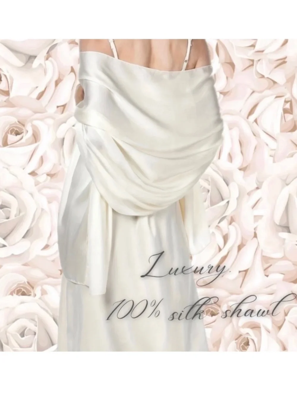 White 100% SILK SATIN Luxury Large Shawl Scarf Wrap Bridal Cover up Wedding gift